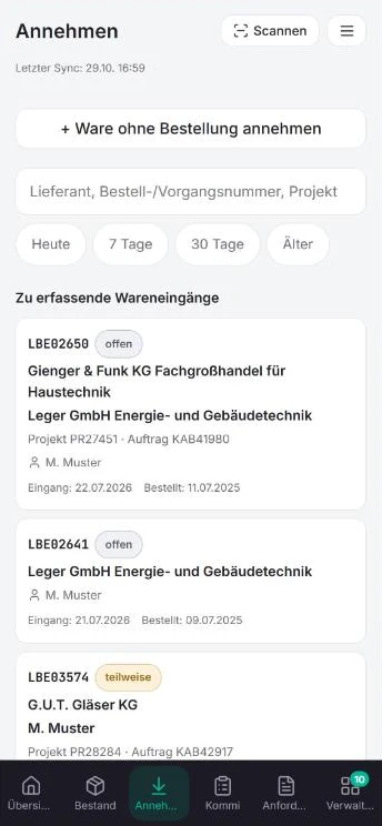 Lager-App Wareneingang
